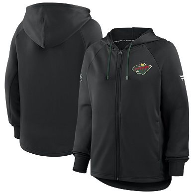 Women's Fanatics Black Minnesota Wild Authentic Pro Rink Raglan Full-Zip Hoodie