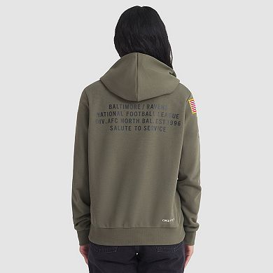 Women's Nike Olive Baltimore Ravens 2025 Salute to Service Sideline Standard Issue Dri-FIT Hoodie