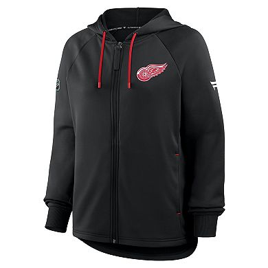Women's Fanatics Black Detroit Red Wings Authentic Pro Rink Raglan Full-Zip Hoodie