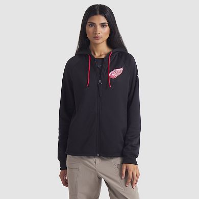 Women's Fanatics Black Detroit Red Wings Authentic Pro Rink Raglan Full-Zip Hoodie