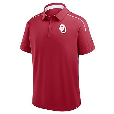 Men's Fanatics Crimson Oklahoma Sooners Take The Lead Defender Raglan Polo
