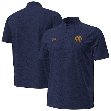 Men's Under Armour Navy Notre Dame Fighting Irish Drive Camo Jacquard Polo