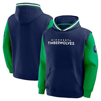 Men's Fanatics Navy/Green Minnesota Timberwolves Half Court Shot Clock Fastbreak Hoodie