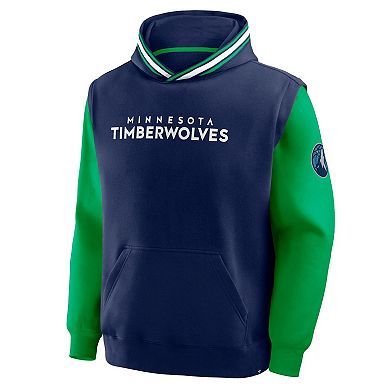 Men's Fanatics Navy/Green Minnesota Timberwolves Half Court Shot Clock Fastbreak Hoodie