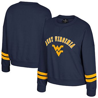 Women's Colosseum Navy West Virginia Mountaineers Splashy Crewneck Fleece Sweatshirt