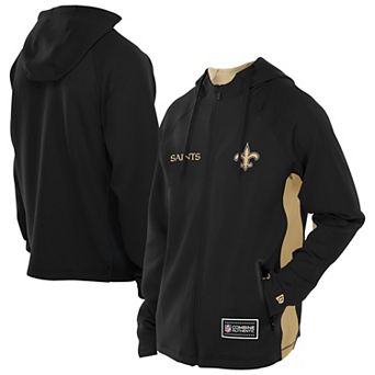 Men's New Era Black New Orleans Saints Combine Authentic Raglan Scuba Full-Zip Hoodie