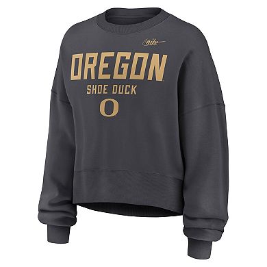 Women's Nike Charcoal Oregon Ducks Shoe Duck Sweatshirt