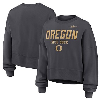 Women's Nike Charcoal Oregon Ducks Shoe Duck Sweatshirt