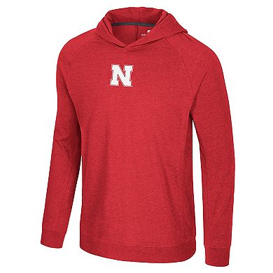 Men's Colosseum Scarlet Nebraska Huskers Back in Business Long Sleeve Raglan Hooded T-Shirt