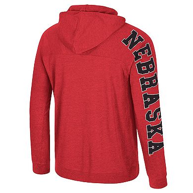 Men's Colosseum Scarlet Nebraska Huskers Back in Business Long Sleeve Raglan Hooded T-Shirt