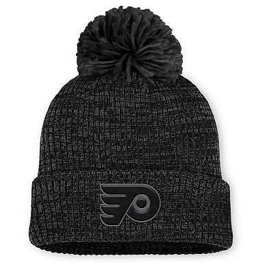 Women's Fanatics Black Philadelphia Flyers Authentic Pro Road Cuffed Knit Hat with Pom
