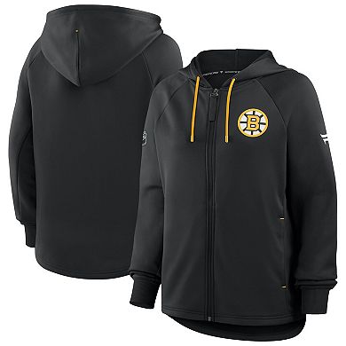 Women's Fanatics Black Boston Bruins Authentic Pro Rink Raglan Full-Zip Hoodie