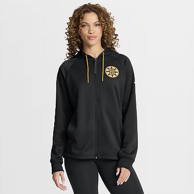 Women's Fanatics Black Boston Bruins Authentic Pro Rink Raglan Full-Zip Hoodie