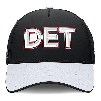 Men's Fanatics Black/White Detroit Red Wings Authentic Pro Rink Team Code Flex Hat
