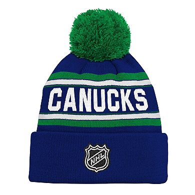 Youth Outerstuff Blue Vancouver Canucks Jacquard Cuffed Knit Hat with Pom
