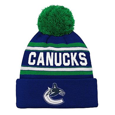 Youth Outerstuff Blue Vancouver Canucks Jacquard Cuffed Knit Hat with Pom