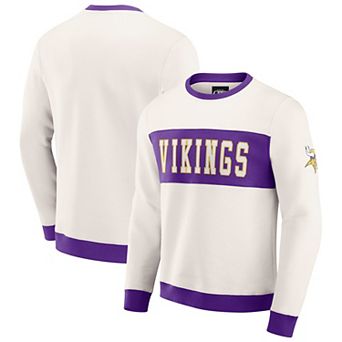 Men's Darius Rucker Collection by Fanatics Cream Minnesota Vikings Colorblock Pullover Sweatshirt