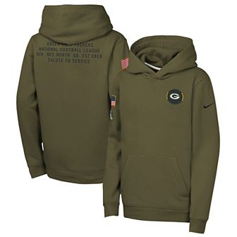 Youth Nike Olive Green Bay Packers 2025 Salute to Service Club Fleece Hoodie