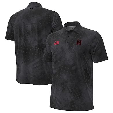 Men's Under Armour Black Maryland Terrapins Freedom Collection ArmourFuse Polo