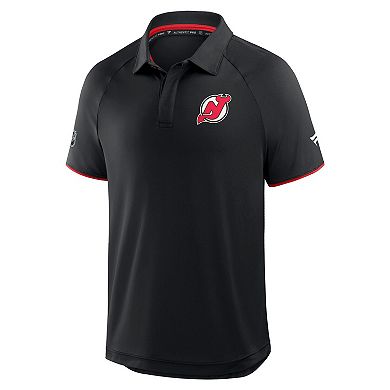 Men's Fanatics Black New Jersey Devils Authentic Pro Rink Raglan Polo