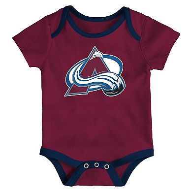 Infant & Newborn Outerstuff Colorado Avalanche Triple Header Three-Piece Bodysuit Set