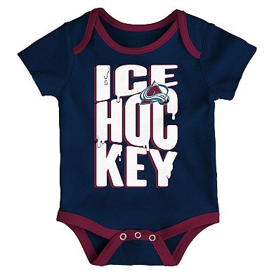 Infant & Newborn Outerstuff Colorado Avalanche Triple Header Three-Piece Bodysuit Set