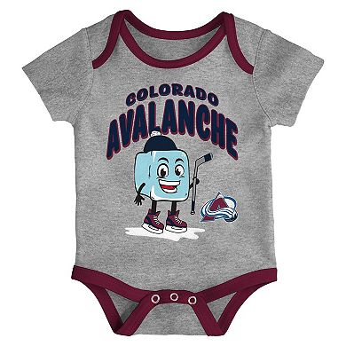 Infant & Newborn Outerstuff Colorado Avalanche Triple Header Three-Piece Bodysuit Set