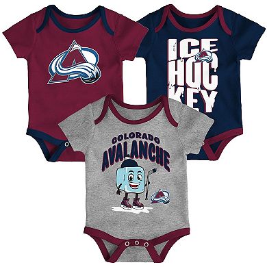 Infant & Newborn Outerstuff Colorado Avalanche Triple Header Three-Piece Bodysuit Set