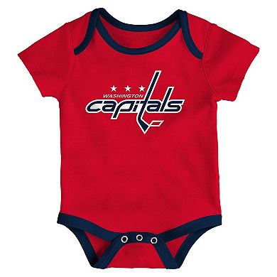 Infant & Newborn Outerstuff Washington Capitals Triple Header Three-Piece Bodysuit Set