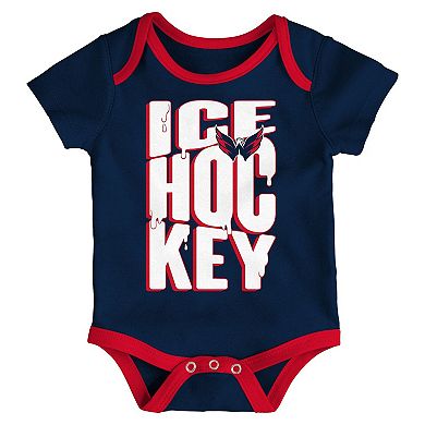 Infant & Newborn Outerstuff Washington Capitals Triple Header Three-Piece Bodysuit Set