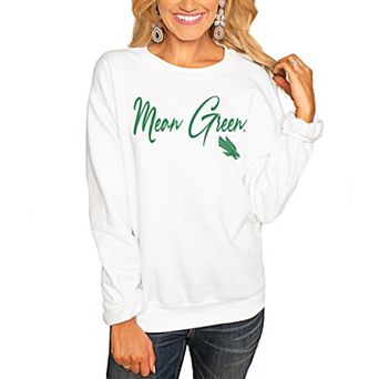Women's White North Texas Mean Green Win the Day Pullover Sweatshirt