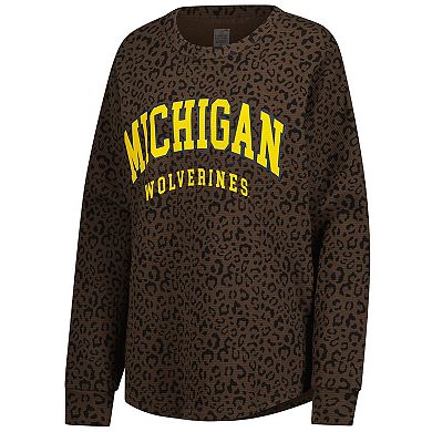 Women's Gameday Couture Brown Michigan Wolverines Leopard Oversized Sweatshirt