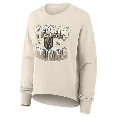 Women's Fanatics Cream Vegas Golden Knights Oversized Slice Pullover Sweatshirt