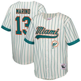 Youth Mitchell & Ness Dan Marino Cream Miami Dolphins Retired Player Name & Number Baseball Jersey