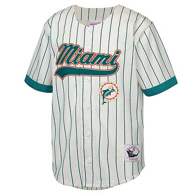 Youth Mitchell & Ness Dan Marino Cream Miami Dolphins Retired Player Name & Number Baseball Jersey