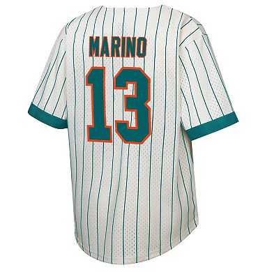 Youth Mitchell & Ness Dan Marino Cream Miami Dolphins Retired Player Name & Number Baseball Jersey