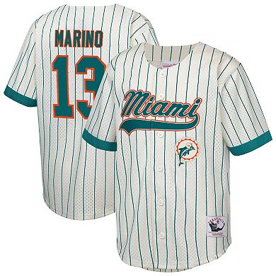 Youth Mitchell & Ness Dan Marino Cream Miami Dolphins Retired Player Name & Number Baseball Jersey