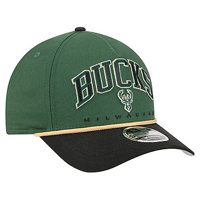 Men's New Era Hunter Green Milwaukee Bucks Bold Arch COOLERA 9FORTY A-Frame M-Crown Adjustable Hat