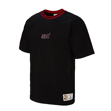 Unisex Mitchell & Ness Black Miami Heat Playmaker Vintage Logo T-Shirt