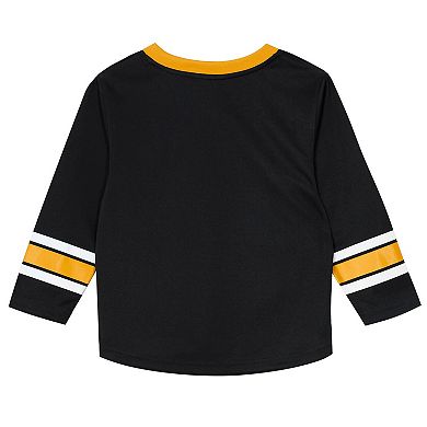 Preschool Outerstuff Black/Gold Pittsburgh Penguins Denting the Net Long Sleeve T-Shirt and Pants Set