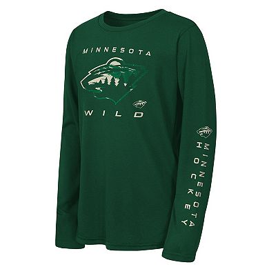 Youth Outerstuff Hunter Green Minnesota Wild Seize the Win Long Sleeve T-Shirt