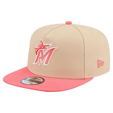 Men's New Era Light Beige/Coral Miami Marlins Color Pack A-Frame 9FIFTY Snapback Hat