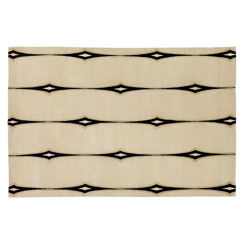 Decor 140 Luminous Striped Wool Blend Rug, White, 8X11 Ft