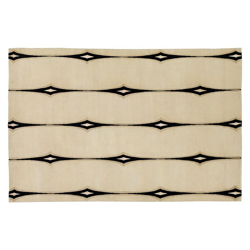 Decor 140 Luminous Striped Wool Blend Rug, White, 8X11 Ft