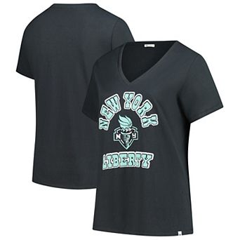 Women's Profile x 47 Black New York Liberty Logo Lockup Plus Size V-Neck T-Shirt