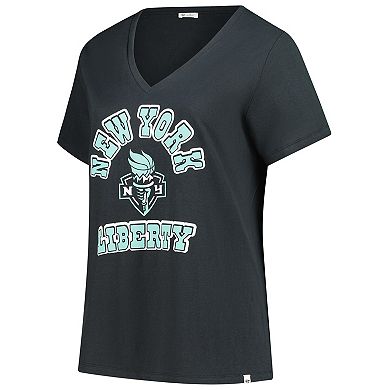 Women's Profile x 47 Black New York Liberty Logo Lockup Plus Size V-Neck T-Shirt