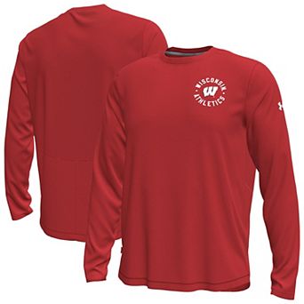 Men's Under Armour Red Wisconsin Badgers Sideline Knockout Long-Sleeve T-Shirt