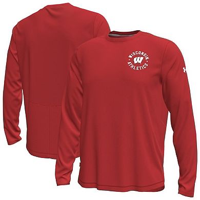 Men's Under Armour Red Wisconsin Badgers Sideline Knockout Long-Sleeve T-Shirt