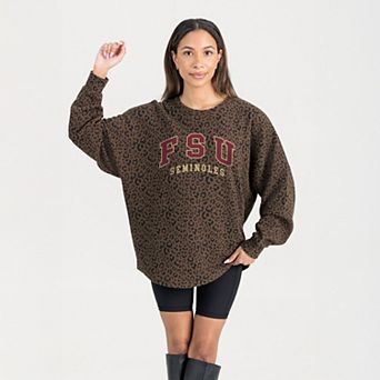 Women's Gameday Couture Brown Florida State Seminoles Leopard Oversized Sweatshirt