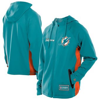Men's New Era Aqua Miami Dolphins Combine Authentic Raglan Scuba Full-Zip Hoodie